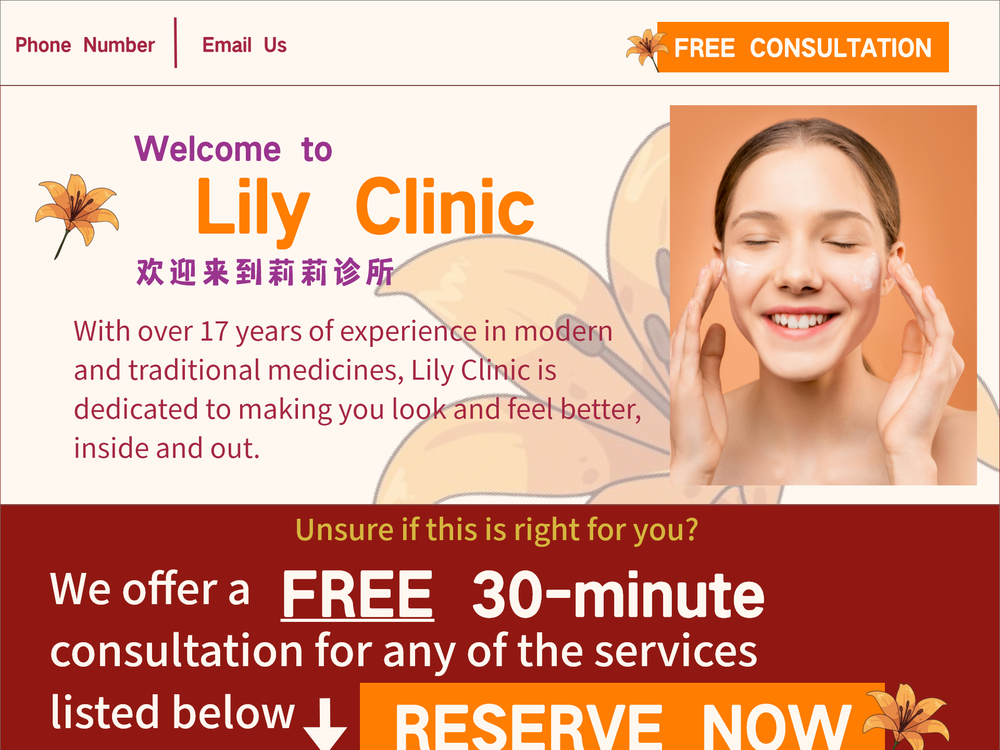 First landing page — Beauty Clinic